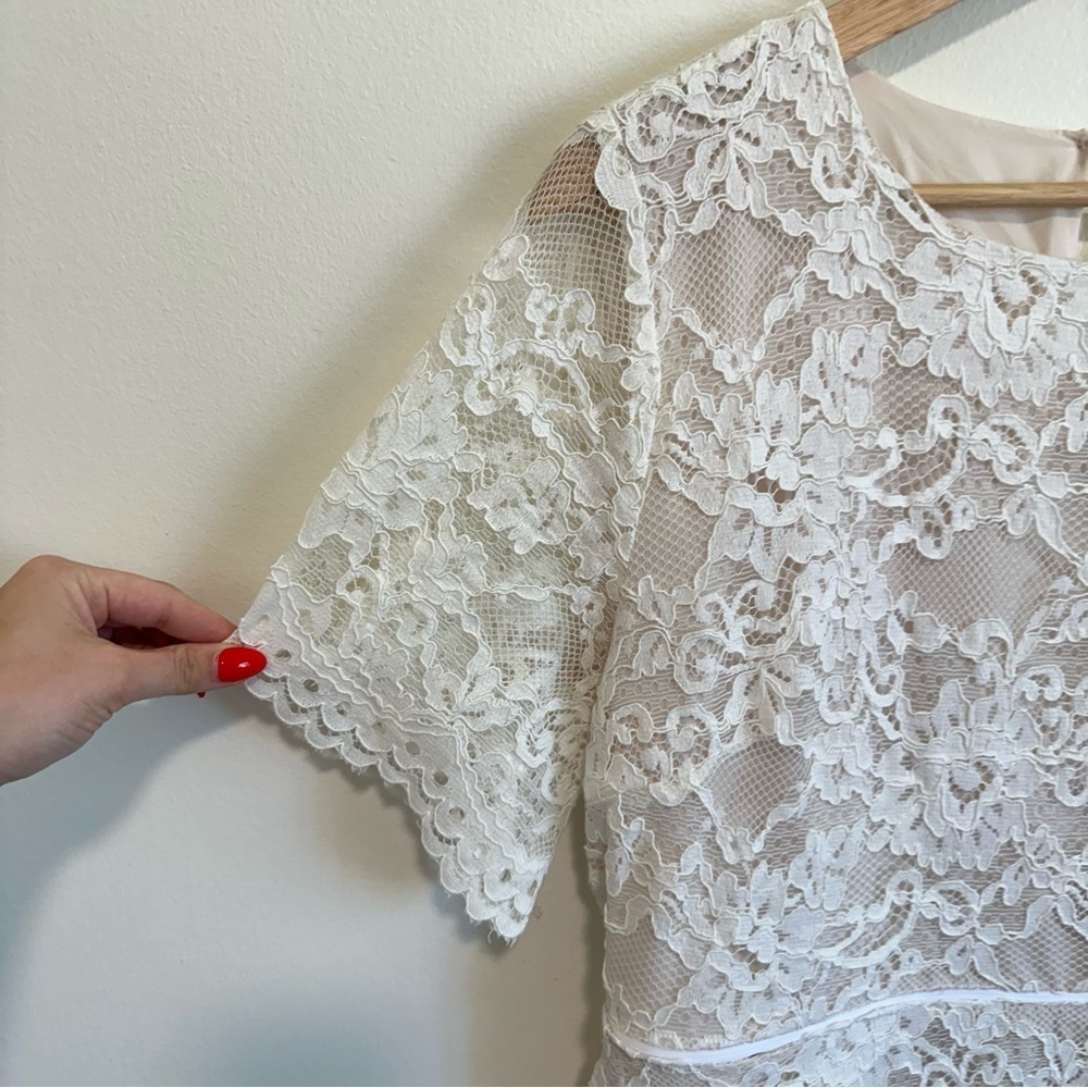 Baltic Born Womens Aasha Lace Short Dress Off White Bridal Size XL - Picture 6 of 8
